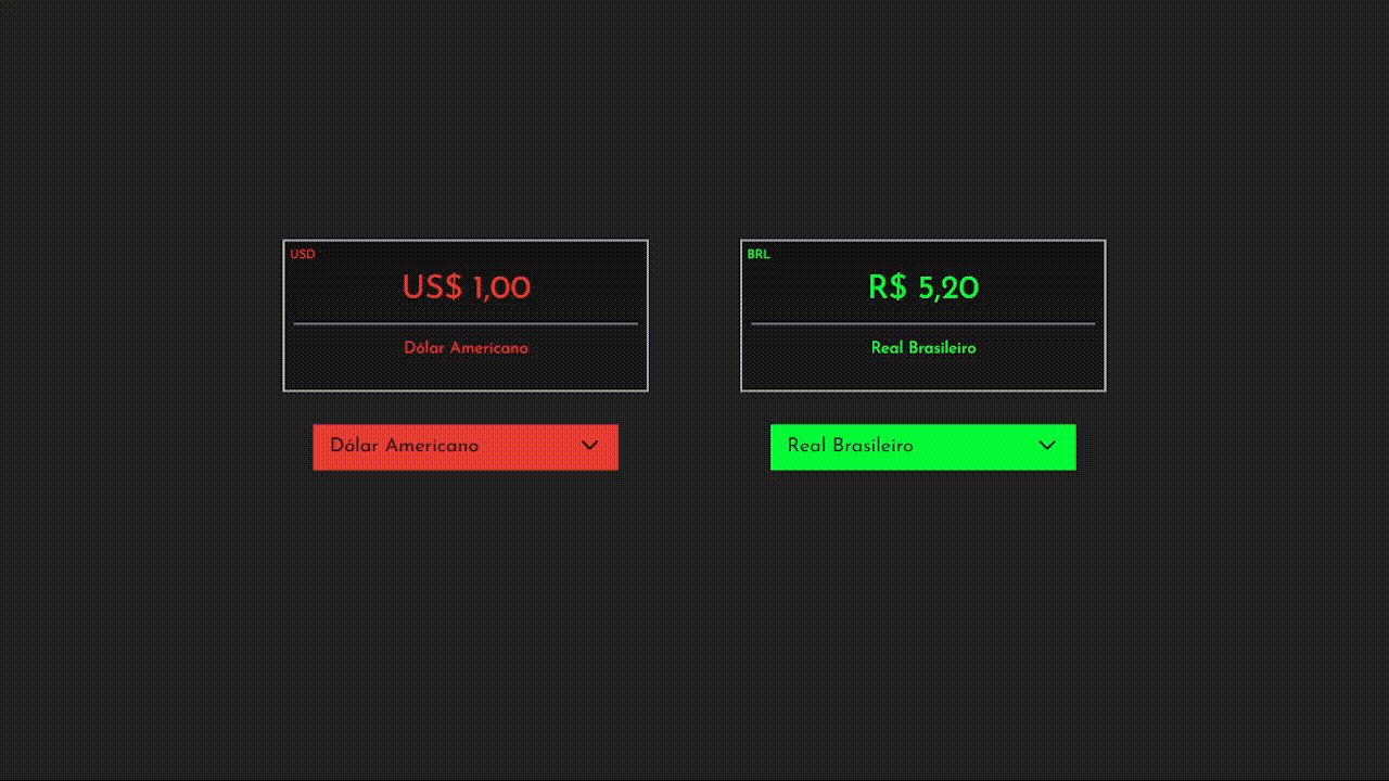 Tela inicial do projeto currency converter